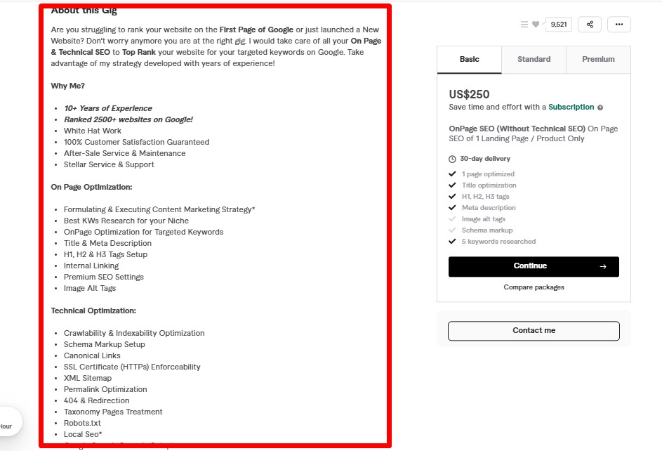 Fiverr Gig Description